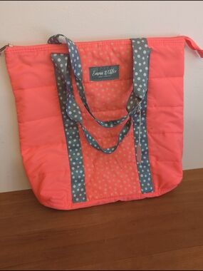 Emma & Chloe Pink Bag 2 Strap Handles Polka Dot Zipper Tote Bag